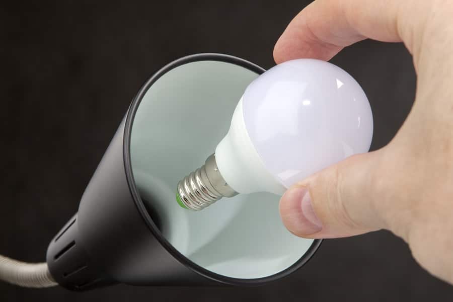 led light bulb in lamp