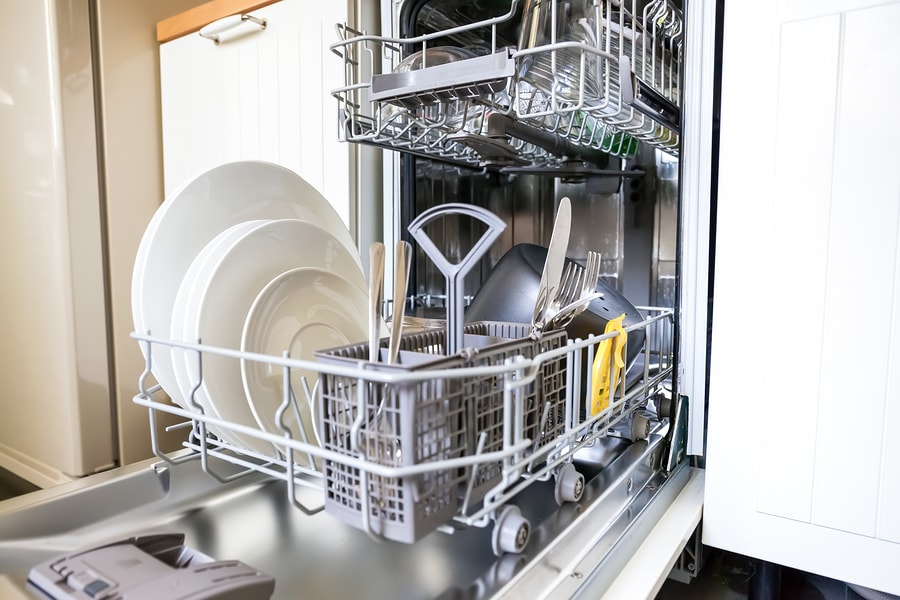 open dishwasher machine