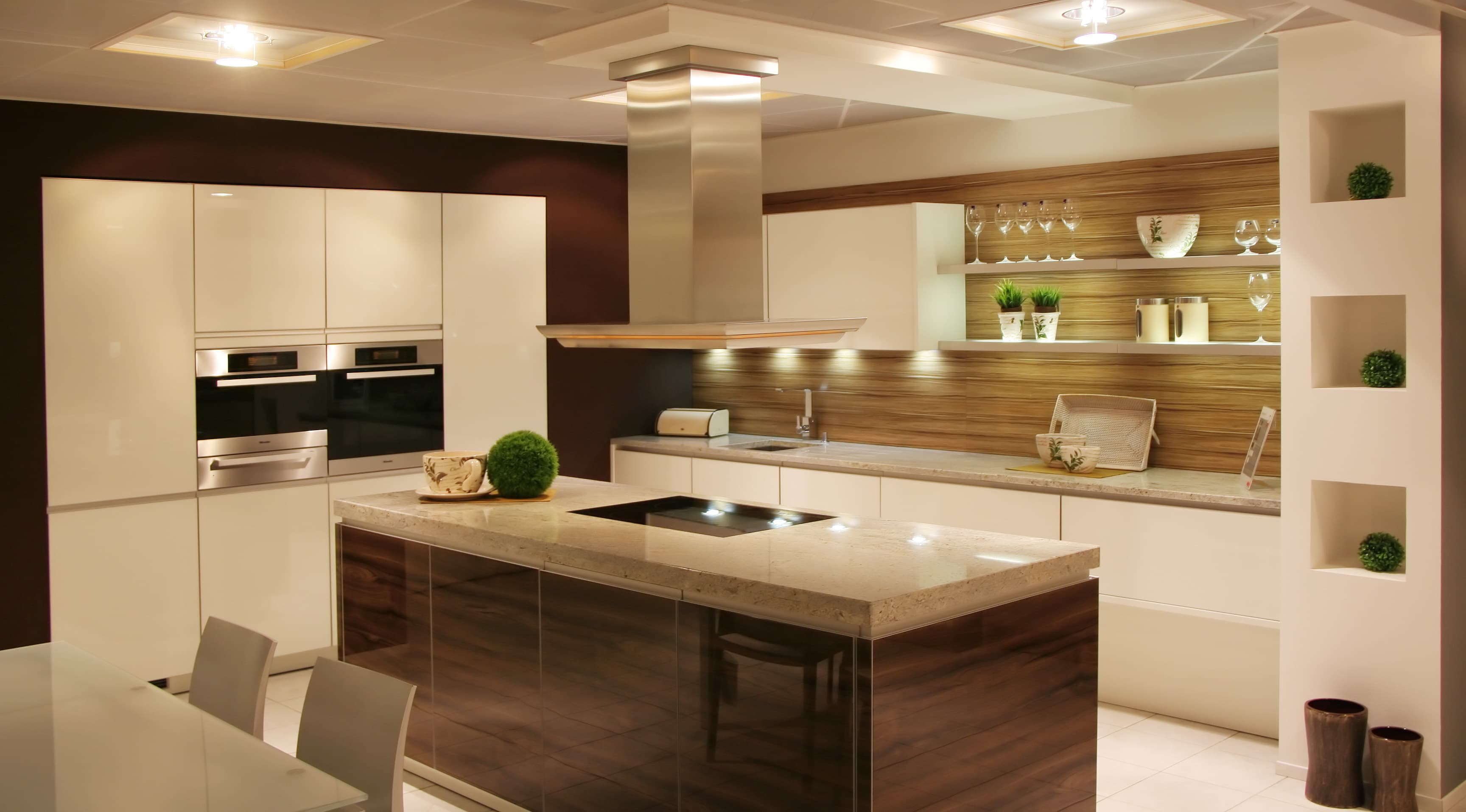 Kitchen with modern cabinet lighting